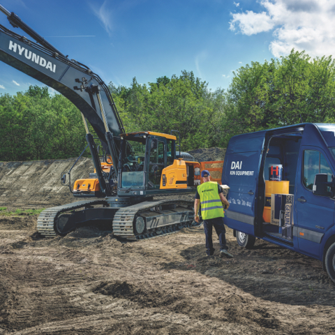 HX260A L crawler excavator being serviced on site